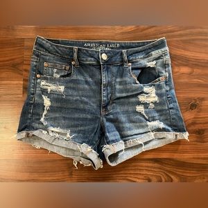 American Eagle Jean Shorts Hi Rise Shortie 12 Distressed